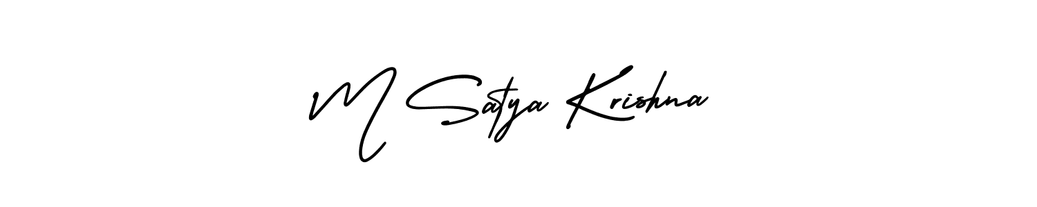 Use a signature maker to create a handwritten signature online. With this signature software, you can design (AmerikaSignatureDemo-Regular) your own signature for name M Satya Krishna. M Satya Krishna signature style 3 images and pictures png