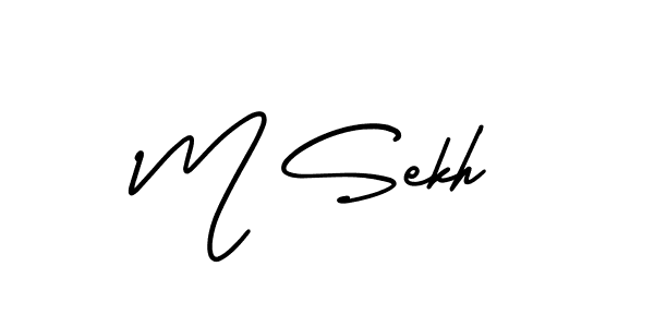 The best way (AmerikaSignatureDemo-Regular) to make a short signature is to pick only two or three words in your name. The name M Sekh include a total of six letters. For converting this name. M Sekh signature style 3 images and pictures png