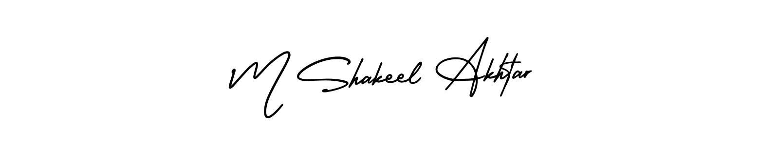 This is the best signature style for the M Shakeel Akhtar name. Also you like these signature font (AmerikaSignatureDemo-Regular). Mix name signature. M Shakeel Akhtar signature style 3 images and pictures png