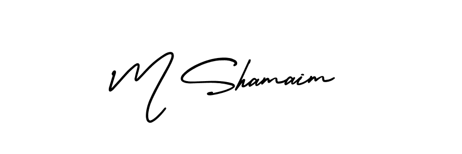 Make a beautiful signature design for name M Shamaim. With this signature (AmerikaSignatureDemo-Regular) style, you can create a handwritten signature for free. M Shamaim signature style 3 images and pictures png