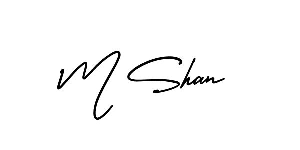 The best way (AmerikaSignatureDemo-Regular) to make a short signature is to pick only two or three words in your name. The name M Shan include a total of six letters. For converting this name. M Shan signature style 3 images and pictures png