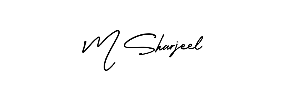 if you are searching for the best signature style for your name M Sharjeel. so please give up your signature search. here we have designed multiple signature styles  using AmerikaSignatureDemo-Regular. M Sharjeel signature style 3 images and pictures png