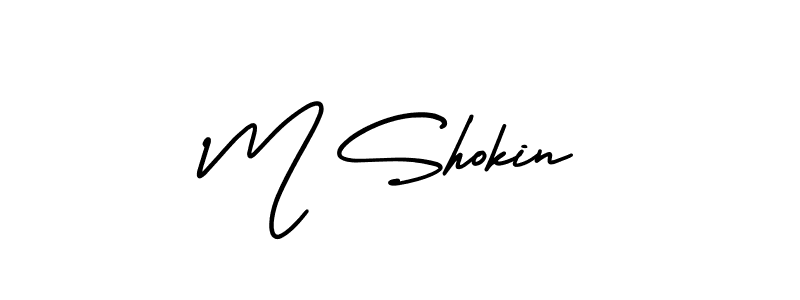 The best way (AmerikaSignatureDemo-Regular) to make a short signature is to pick only two or three words in your name. The name M Shokin include a total of six letters. For converting this name. M Shokin signature style 3 images and pictures png