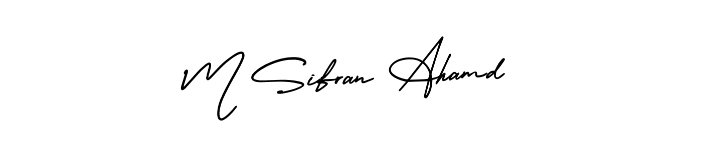 How to make M Sifran Ahamd name signature. Use AmerikaSignatureDemo-Regular style for creating short signs online. This is the latest handwritten sign. M Sifran Ahamd signature style 3 images and pictures png
