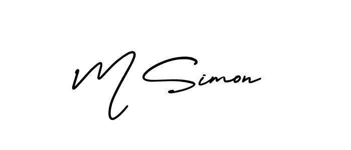 Use a signature maker to create a handwritten signature online. With this signature software, you can design (AmerikaSignatureDemo-Regular) your own signature for name M Simon. M Simon signature style 3 images and pictures png