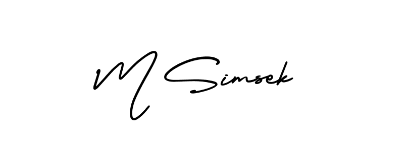 How to make M Simsek name signature. Use AmerikaSignatureDemo-Regular style for creating short signs online. This is the latest handwritten sign. M Simsek signature style 3 images and pictures png