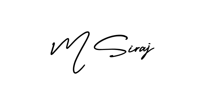 The best way (AmerikaSignatureDemo-Regular) to make a short signature is to pick only two or three words in your name. The name M Siraj include a total of six letters. For converting this name. M Siraj signature style 3 images and pictures png