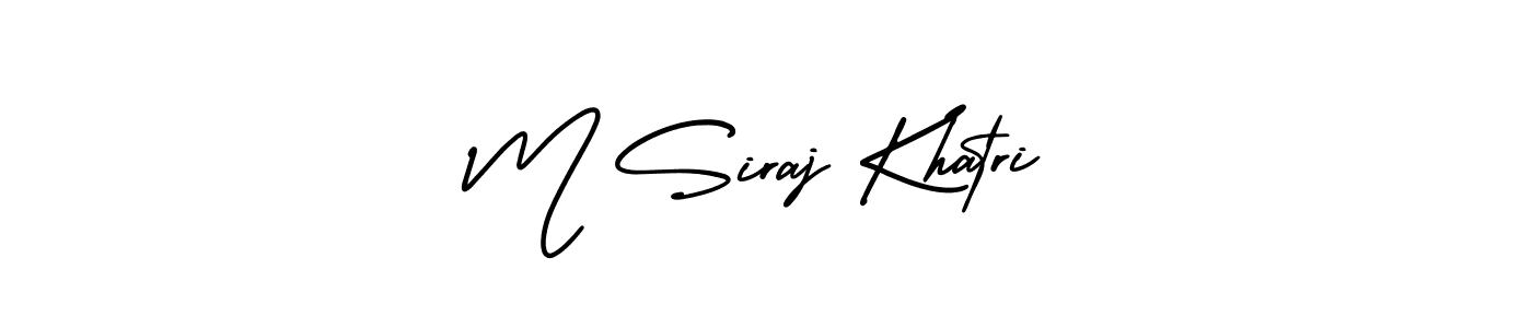 This is the best signature style for the M Siraj Khatri name. Also you like these signature font (AmerikaSignatureDemo-Regular). Mix name signature. M Siraj Khatri signature style 3 images and pictures png