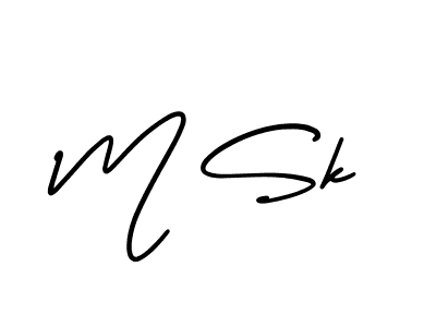 Create a beautiful signature design for name M Sk. With this signature (AmerikaSignatureDemo-Regular) fonts, you can make a handwritten signature for free. M Sk signature style 3 images and pictures png