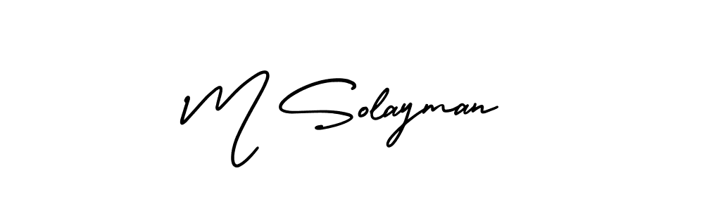 You should practise on your own different ways (AmerikaSignatureDemo-Regular) to write your name (M Solayman) in signature. don't let someone else do it for you. M Solayman signature style 3 images and pictures png