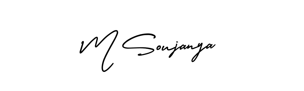 The best way (AmerikaSignatureDemo-Regular) to make a short signature is to pick only two or three words in your name. The name M Soujanya include a total of six letters. For converting this name. M Soujanya signature style 3 images and pictures png