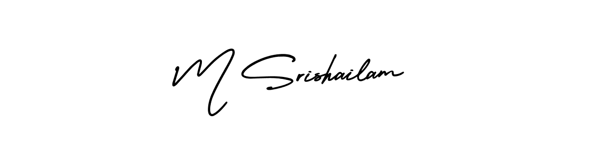 How to make M Srishailam name signature. Use AmerikaSignatureDemo-Regular style for creating short signs online. This is the latest handwritten sign. M Srishailam signature style 3 images and pictures png