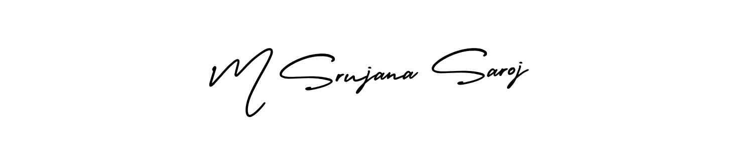 Also we have M Srujana Saroj name is the best signature style. Create professional handwritten signature collection using AmerikaSignatureDemo-Regular autograph style. M Srujana Saroj signature style 3 images and pictures png