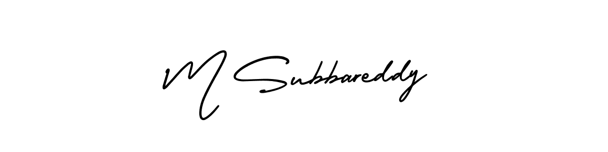 How to make M Subbareddy name signature. Use AmerikaSignatureDemo-Regular style for creating short signs online. This is the latest handwritten sign. M Subbareddy signature style 3 images and pictures png