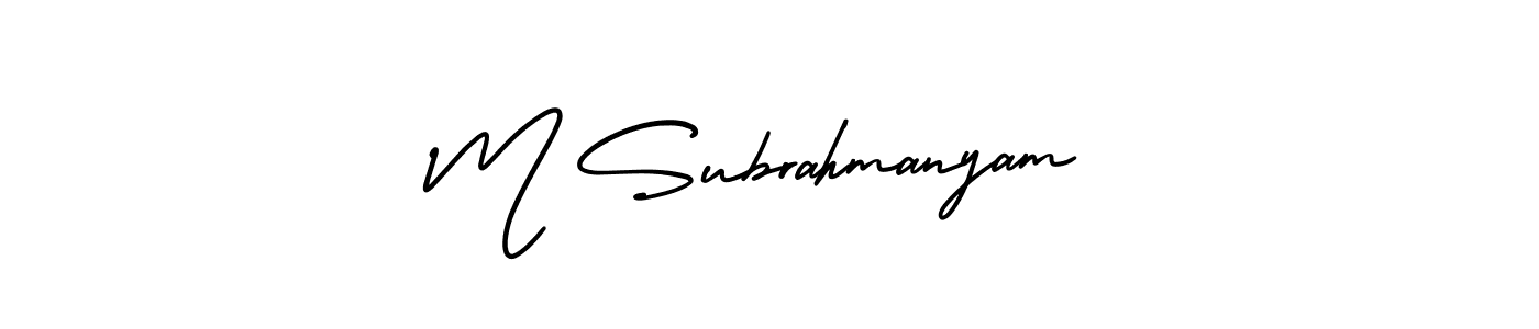 How to Draw M Subrahmanyam signature style? AmerikaSignatureDemo-Regular is a latest design signature styles for name M Subrahmanyam. M Subrahmanyam signature style 3 images and pictures png