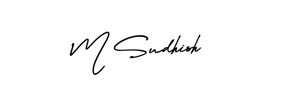 Use a signature maker to create a handwritten signature online. With this signature software, you can design (AmerikaSignatureDemo-Regular) your own signature for name M Sudhish. M Sudhish signature style 3 images and pictures png