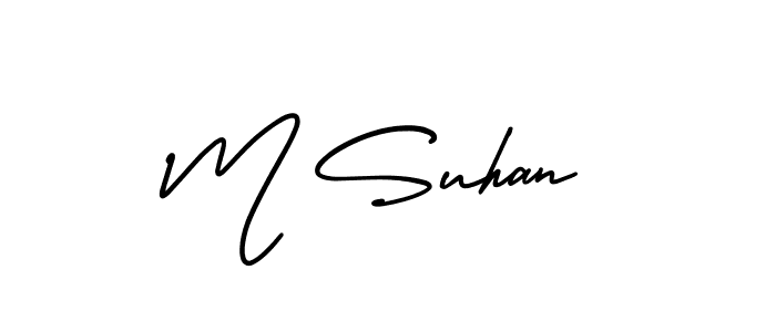 Similarly AmerikaSignatureDemo-Regular is the best handwritten signature design. Signature creator online .You can use it as an online autograph creator for name M Suhan. M Suhan signature style 3 images and pictures png