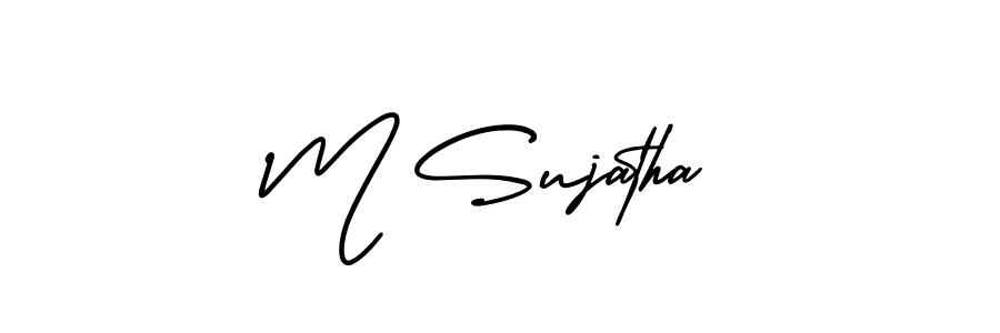 The best way (AmerikaSignatureDemo-Regular) to make a short signature is to pick only two or three words in your name. The name M Sujatha include a total of six letters. For converting this name. M Sujatha signature style 3 images and pictures png
