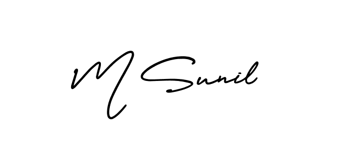 How to make M Sunil name signature. Use AmerikaSignatureDemo-Regular style for creating short signs online. This is the latest handwritten sign. M Sunil signature style 3 images and pictures png