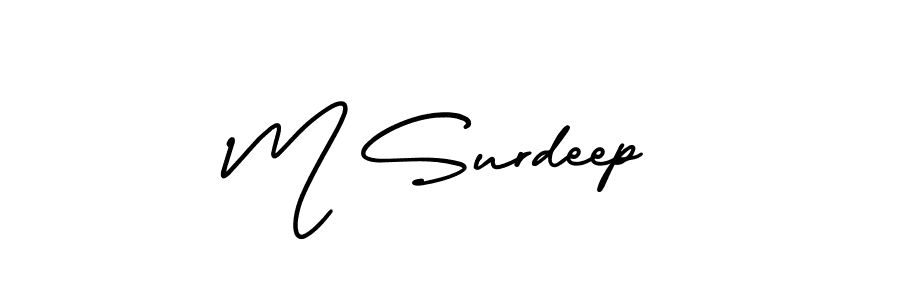 Use a signature maker to create a handwritten signature online. With this signature software, you can design (AmerikaSignatureDemo-Regular) your own signature for name M Surdeep. M Surdeep signature style 3 images and pictures png