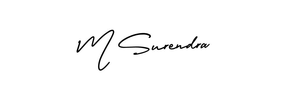 Use a signature maker to create a handwritten signature online. With this signature software, you can design (AmerikaSignatureDemo-Regular) your own signature for name M Surendra. M Surendra signature style 3 images and pictures png