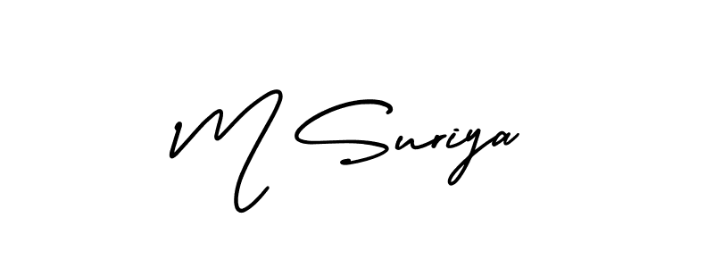 if you are searching for the best signature style for your name M Suriya. so please give up your signature search. here we have designed multiple signature styles  using AmerikaSignatureDemo-Regular. M Suriya signature style 3 images and pictures png