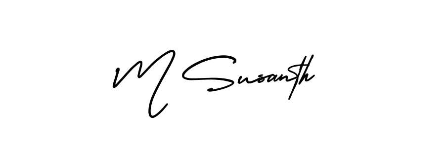 Create a beautiful signature design for name M Susanth. With this signature (AmerikaSignatureDemo-Regular) fonts, you can make a handwritten signature for free. M Susanth signature style 3 images and pictures png