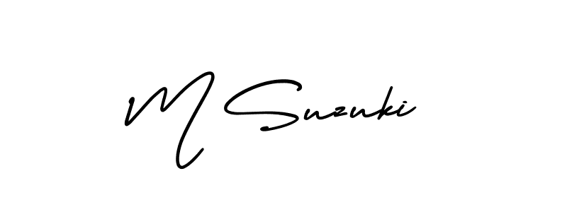 Use a signature maker to create a handwritten signature online. With this signature software, you can design (AmerikaSignatureDemo-Regular) your own signature for name M Suzuki. M Suzuki signature style 3 images and pictures png