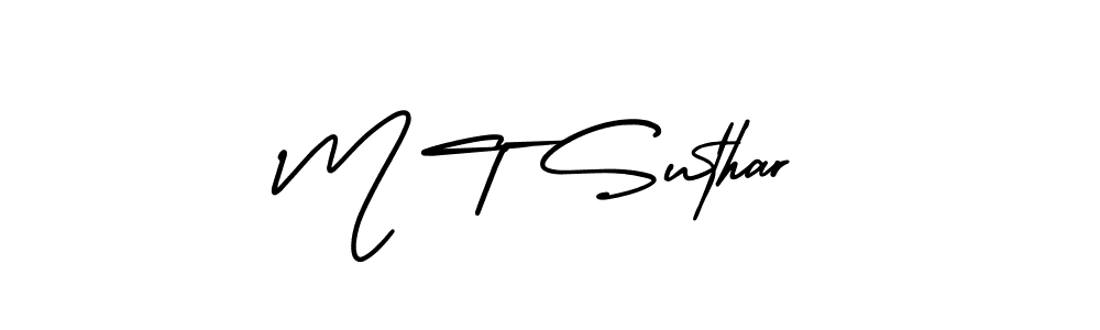 Create a beautiful signature design for name M T Suthar. With this signature (AmerikaSignatureDemo-Regular) fonts, you can make a handwritten signature for free. M T Suthar signature style 3 images and pictures png