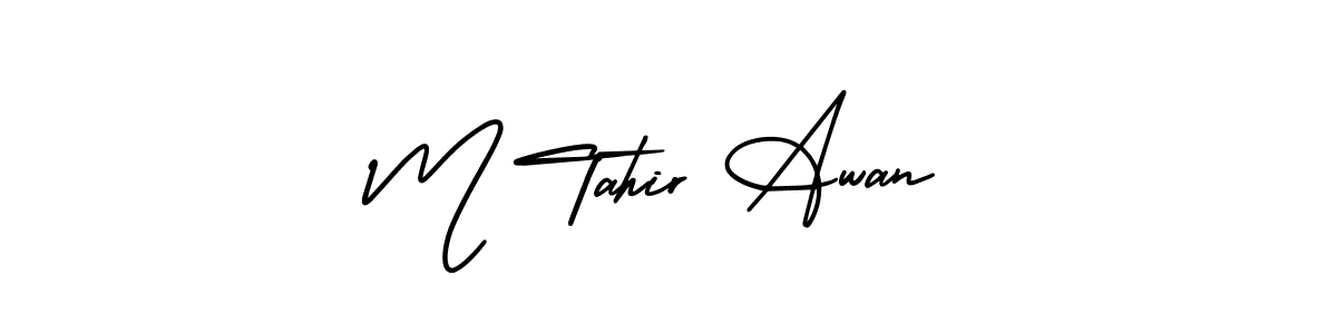 The best way (AmerikaSignatureDemo-Regular) to make a short signature is to pick only two or three words in your name. The name M Tahir Awan include a total of six letters. For converting this name. M Tahir Awan signature style 3 images and pictures png