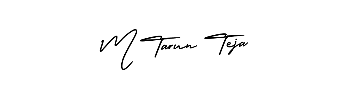 The best way (AmerikaSignatureDemo-Regular) to make a short signature is to pick only two or three words in your name. The name M Tarun Teja include a total of six letters. For converting this name. M Tarun Teja signature style 3 images and pictures png