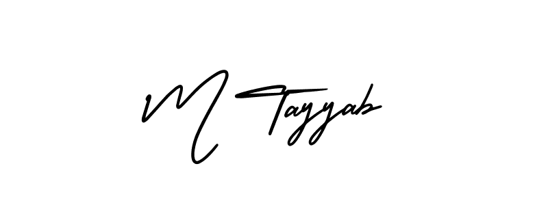 You should practise on your own different ways (AmerikaSignatureDemo-Regular) to write your name (M Tayyab) in signature. don't let someone else do it for you. M Tayyab signature style 3 images and pictures png