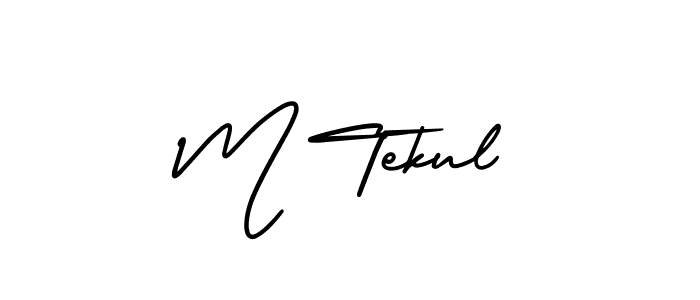 The best way (AmerikaSignatureDemo-Regular) to make a short signature is to pick only two or three words in your name. The name M Tekul include a total of six letters. For converting this name. M Tekul signature style 3 images and pictures png