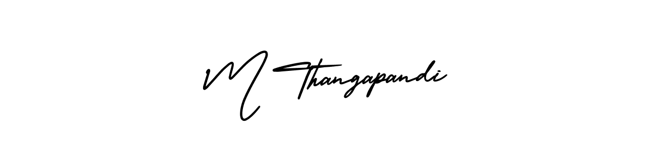 The best way (AmerikaSignatureDemo-Regular) to make a short signature is to pick only two or three words in your name. The name M Thangapandi include a total of six letters. For converting this name. M Thangapandi signature style 3 images and pictures png