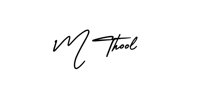 The best way (AmerikaSignatureDemo-Regular) to make a short signature is to pick only two or three words in your name. The name M Thool include a total of six letters. For converting this name. M Thool signature style 3 images and pictures png