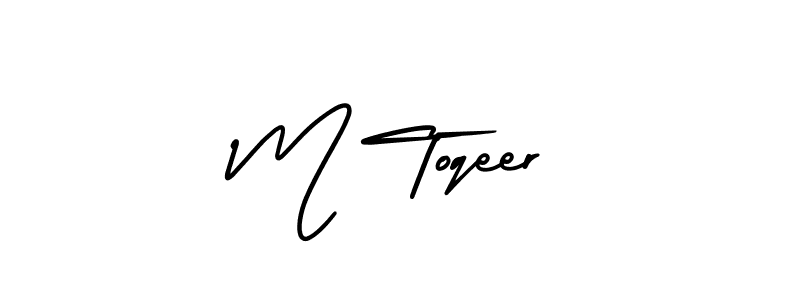 How to make M Toqeer name signature. Use AmerikaSignatureDemo-Regular style for creating short signs online. This is the latest handwritten sign. M Toqeer signature style 3 images and pictures png