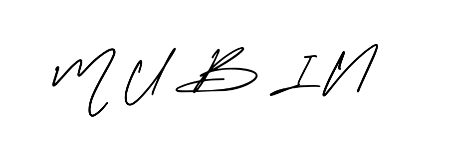 Design your own signature with our free online signature maker. With this signature software, you can create a handwritten (AmerikaSignatureDemo-Regular) signature for name M U B I N. M U B I N signature style 3 images and pictures png