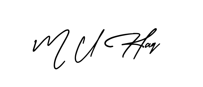 Make a beautiful signature design for name M U Haq. With this signature (AmerikaSignatureDemo-Regular) style, you can create a handwritten signature for free. M U Haq signature style 3 images and pictures png