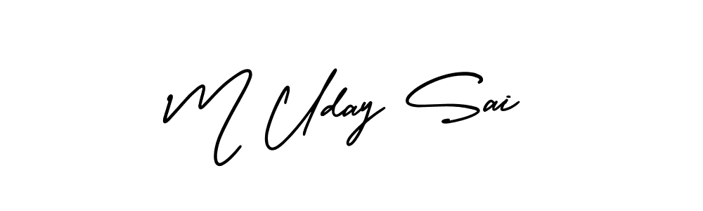 Create a beautiful signature design for name M Uday Sai. With this signature (AmerikaSignatureDemo-Regular) fonts, you can make a handwritten signature for free. M Uday Sai signature style 3 images and pictures png