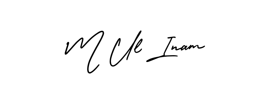 Design your own signature with our free online signature maker. With this signature software, you can create a handwritten (AmerikaSignatureDemo-Regular) signature for name M Ul Inam. M Ul Inam signature style 3 images and pictures png