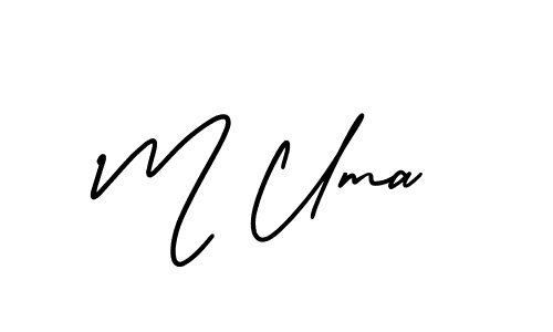 Use a signature maker to create a handwritten signature online. With this signature software, you can design (AmerikaSignatureDemo-Regular) your own signature for name M Uma. M Uma signature style 3 images and pictures png