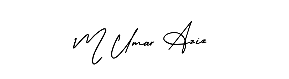 This is the best signature style for the M Umar Aziz name. Also you like these signature font (AmerikaSignatureDemo-Regular). Mix name signature. M Umar Aziz signature style 3 images and pictures png