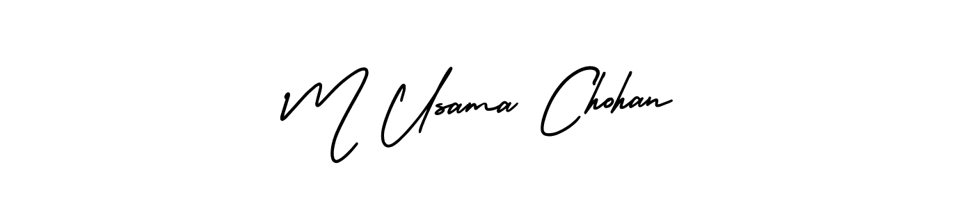 This is the best signature style for the M Usama Chohan name. Also you like these signature font (AmerikaSignatureDemo-Regular). Mix name signature. M Usama Chohan signature style 3 images and pictures png
