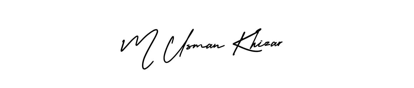 The best way (AmerikaSignatureDemo-Regular) to make a short signature is to pick only two or three words in your name. The name M Usman Khizar include a total of six letters. For converting this name. M Usman Khizar signature style 3 images and pictures png