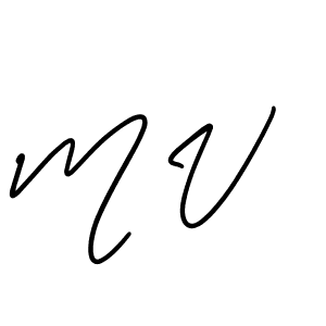 Use a signature maker to create a handwritten signature online. With this signature software, you can design (AmerikaSignatureDemo-Regular) your own signature for name M V. M V signature style 3 images and pictures png