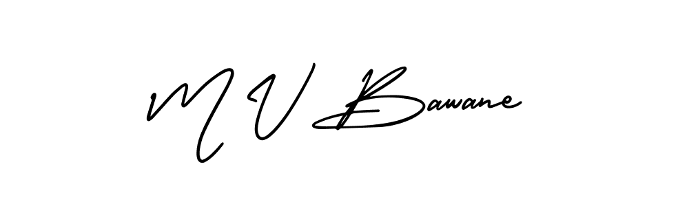 if you are searching for the best signature style for your name M V Bawane. so please give up your signature search. here we have designed multiple signature styles  using AmerikaSignatureDemo-Regular. M V Bawane signature style 3 images and pictures png