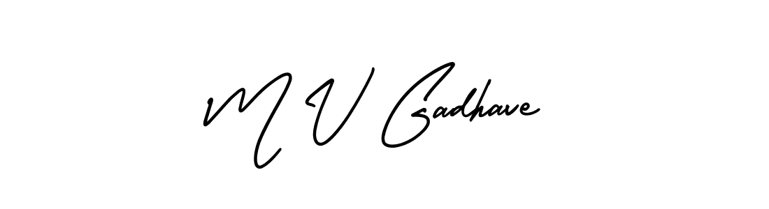 How to make M V Gadhave name signature. Use AmerikaSignatureDemo-Regular style for creating short signs online. This is the latest handwritten sign. M V Gadhave signature style 3 images and pictures png