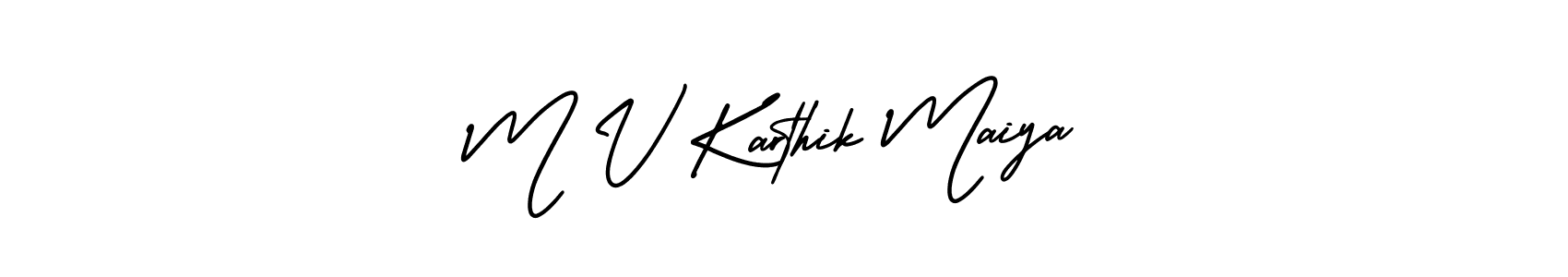 Make a beautiful signature design for name M V Karthik Maiya. With this signature (AmerikaSignatureDemo-Regular) style, you can create a handwritten signature for free. M V Karthik Maiya signature style 3 images and pictures png