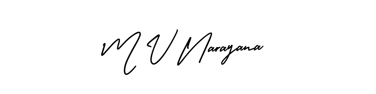 Make a beautiful signature design for name M V Narayana. With this signature (AmerikaSignatureDemo-Regular) style, you can create a handwritten signature for free. M V Narayana signature style 3 images and pictures png