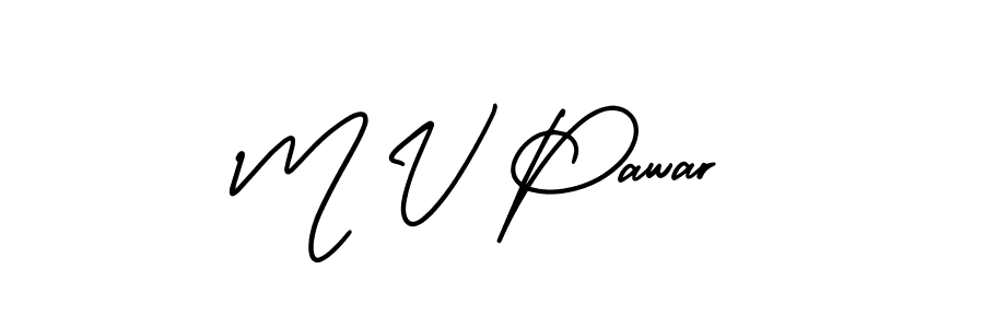 Use a signature maker to create a handwritten signature online. With this signature software, you can design (AmerikaSignatureDemo-Regular) your own signature for name M V Pawar. M V Pawar signature style 3 images and pictures png